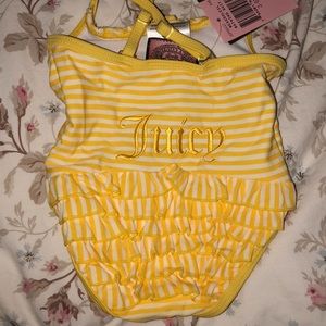 Lemon yellow striped bathing suit for baby